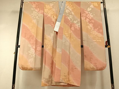 平和屋着物●振袖用長襦袢　無双仕立て　辻が花地紋　暈し染め　半衿刺繍　正絹　逸品　AABH0679fy