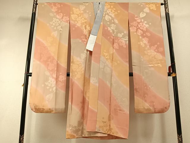 平和屋着物●振袖用長襦袢　無双仕立て　辻が花地紋　暈し染め　半衿刺繍　正絹　逸品　AABH0679fy