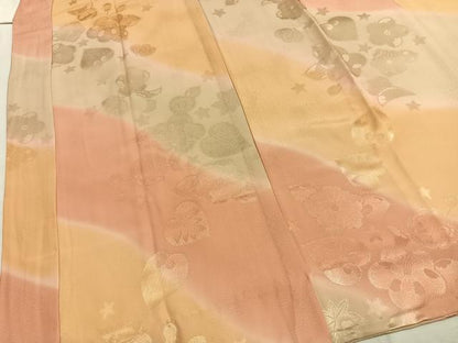 平和屋着物●振袖用長襦袢　無双仕立て　辻が花地紋　暈し染め　半衿刺繍　正絹　逸品　AABH0679fy