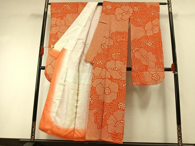 平和屋着物●豪華振袖　総絞り　舞花文　正絹　逸品　AABH0673fy