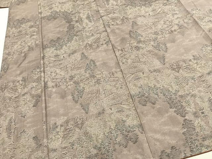 平和屋着物●都喜ヱ門　本場大島紬　カタス9マルキ　風景文　藤絹織物謹製　正絹　逸品　未使用　AABH0687fy