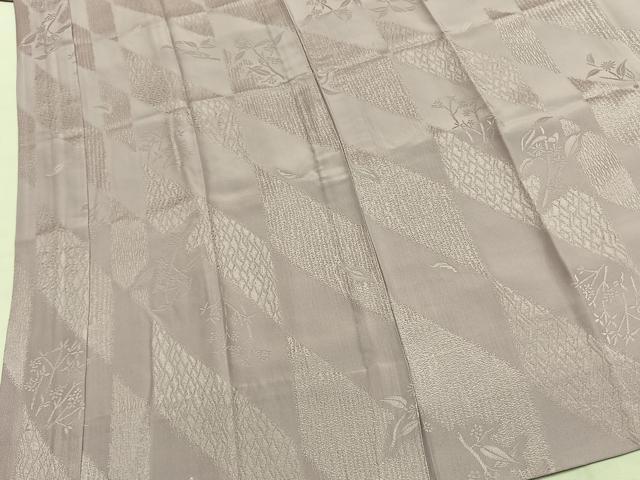 平和屋着物●長襦袢　無双仕立て　草花地紋　鴇鼠色　やまと誂製　正絹　逸品　AABH0678fy