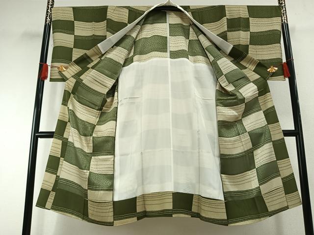 平和屋着物●長襦袢　無双仕立て　市松文様　正絹　逸品　AABH0676fy