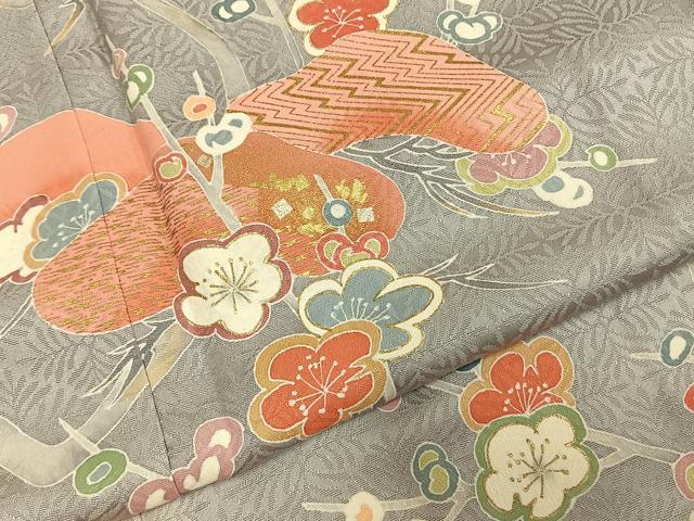 平和屋着物●訪問着　友禅　枝梅松文　暈し染め　金彩　正絹　逸品　未使用　AABH0718fy