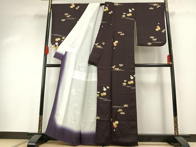 平和屋着物●上質な小紋　竹　梅　金彩　正絹　逸品　AABH0701fy