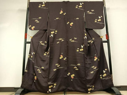 平和屋着物●上質な小紋　竹　梅　金彩　正絹　逸品　AABH0701fy