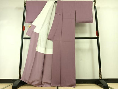 平和屋着物●上質な色無地　浅紫色　正絹　逸品　AABH0706fy