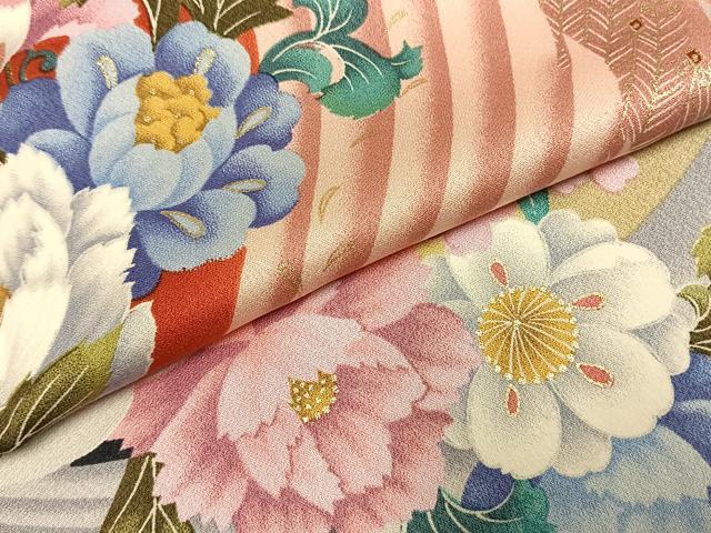 平和屋着物●豪華振袖　草花文　暈し染め　金彩　正絹　逸品　AABH0743fy 平和屋着物○豪華振袖 草花文 暈し染め 金彩 正絹 逸品 AABH0743fy