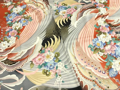 平和屋着物●豪華振袖　草花文　暈し染め　金彩　正絹　逸品　AABH0743fy
