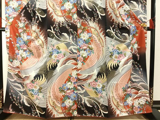 平和屋着物●豪華振袖　草花文　暈し染め　金彩　正絹　逸品　AABH0743fy