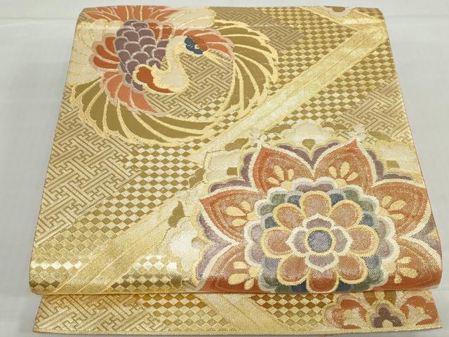 平和屋着物◎本佐賀錦 六通柄袋帯 正倉院花文 鳳凰 金銀糸 正絹 逸品 DABD4326qa