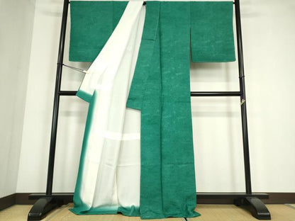 平和屋着物●友禅師・京の名工・伝統工芸士・樽本伊勢蔵　色無地　霞地紋　天鵞絨色　正絹　逸品　未使用　DABC3763az