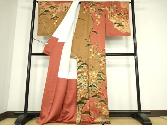 平和屋着物●訪問着　駒刺繍　雪輪吉祥花文　金彩　正絹　逸品　未使用　DABC3775az