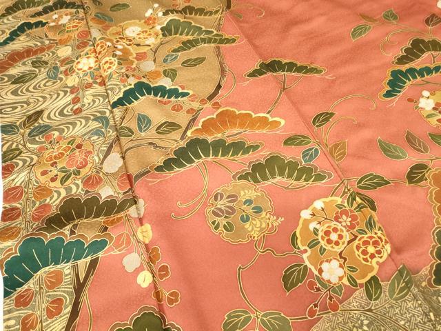 平和屋着物●訪問着　駒刺繍　雪輪吉祥花文　金彩　正絹　逸品　未使用　DABC3775az
