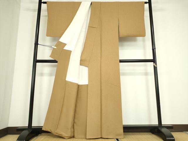 平和屋着物●上質な色無地　霞地紋　芝翫茶色　正絹　逸品　DABC3769az