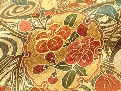 平和屋着物●訪問着　駒刺繍　雪輪吉祥花文　金彩　正絹　逸品　未使用　DABC3775az