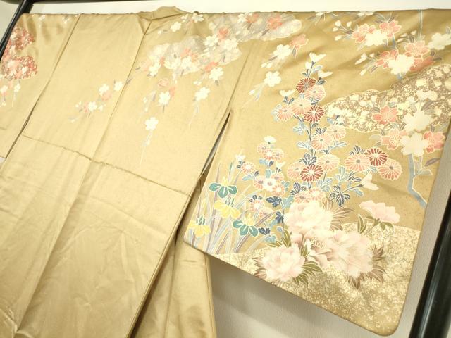 平和屋着物●訪問着　作家物　誰ヶ袖花文　金彩　正絹　逸品　DABC3802az