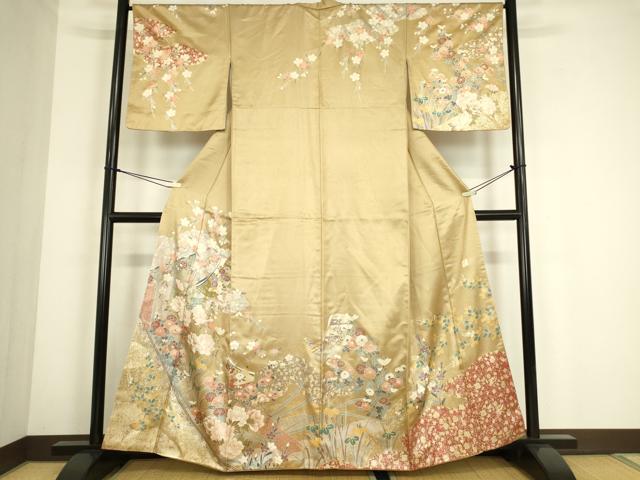 平和屋着物●訪問着　作家物　誰ヶ袖花文　金彩　正絹　逸品　DABC3802az