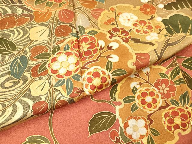 平和屋着物●訪問着　駒刺繍　雪輪吉祥花文　金彩　正絹　逸品　未使用　DABC3775az
