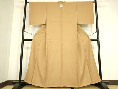 平和屋着物●上質な色無地　霞地紋　香染色　正絹　逸品　未使用　DABC3808az