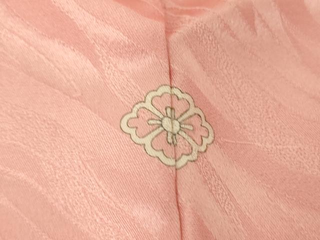 平和屋着物●上質な色無地　変わり斜線文　珊瑚色　正絹　逸品　DABC3806az