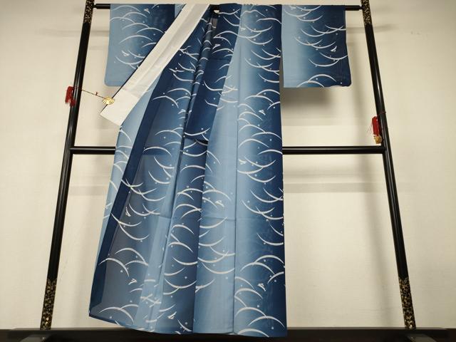 平和屋着物＊夏物　小紋　絽　芝兎文　暈し染め　洗える着物　AABH3201jd 平和屋着物＊夏物 小紋 絽 芝兎文 暈し染め 洗える着物 AABH3201jd