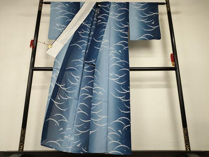 平和屋着物＊夏物 小紋 絽 芝兎文 暈し染め 洗える着物 AABH3201jd