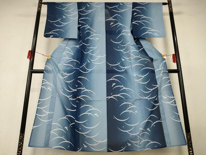 平和屋着物＊夏物 小紋 絽 芝兎文 暈し染め 洗える着物 AABH3201jd