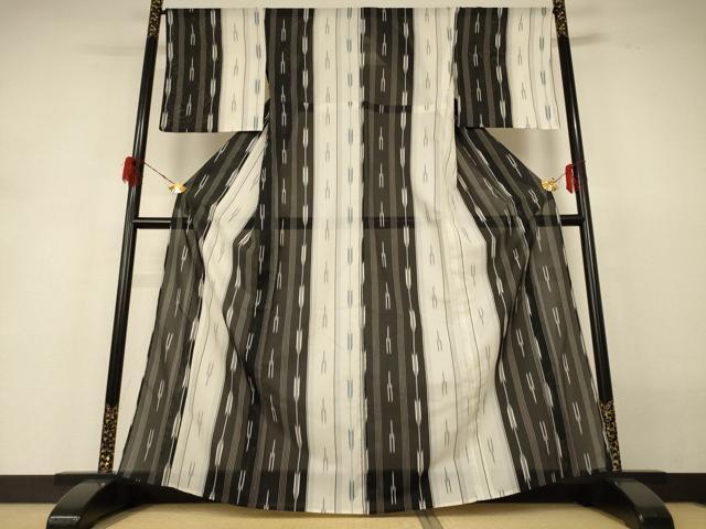 平和屋着物＊夏物 小紋 絽 矢羽文 洗える着物 AABH3203jd