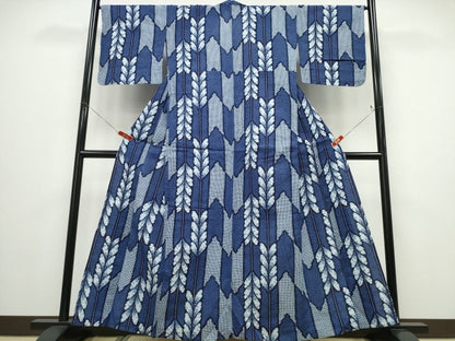 平和屋着物∴夏物 浴衣 矢羽根文 リップル生地 綿 逸品 CABD2768ng