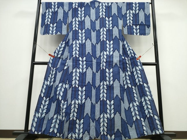 平和屋着物∴夏物 浴衣 矢羽根文 リップル生地 綿 逸品 CABD2768ng