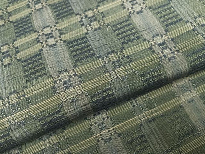 平和屋着物●花織　紬　格子　正絹　逸品　AABH3839ph