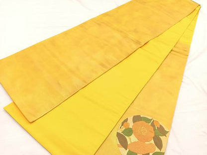 平和屋着物◎太鼓柄袋帯　ふくれ織　花鳥丸文　金糸　引箔　正絹　逸品　BAAX0681hv