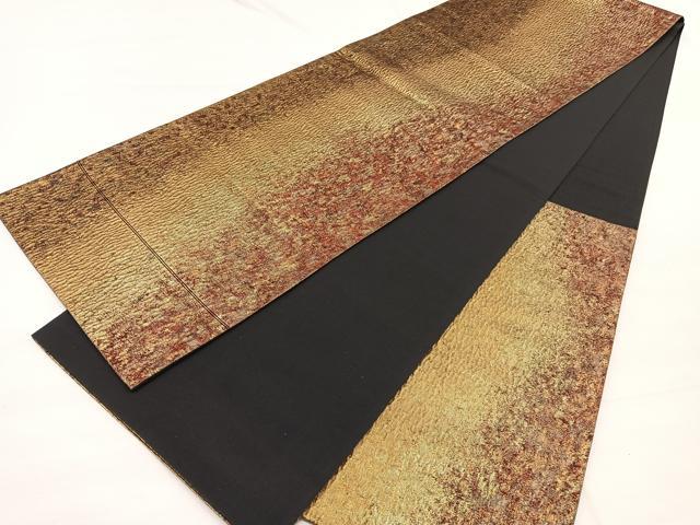 平和屋着物◎六通柄袋帯　ふくれ織　霞文　金糸　正絹　逸品　BAAX0728hv