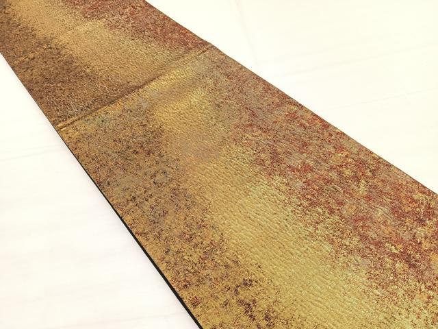 平和屋着物◎六通柄袋帯　ふくれ織　霞文　金糸　正絹　逸品　BAAX0728hv