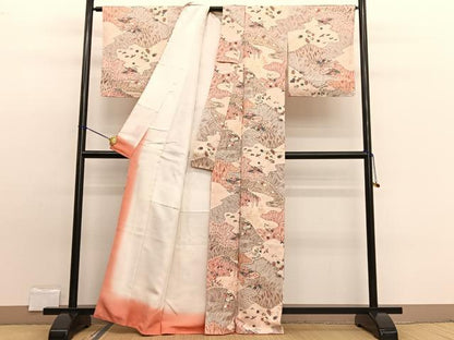 平和屋着物■上質な小紋　ふくれ織　鴛鴦花筏文　金彩　正絹　逸品　BAAW7602hv