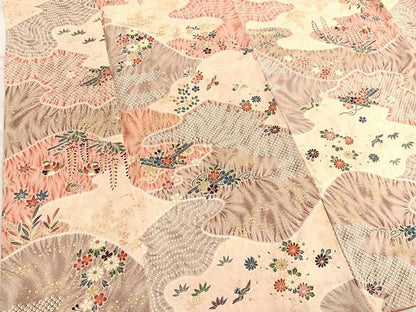 平和屋着物■上質な小紋　ふくれ織　鴛鴦花筏文　金彩　正絹　逸品　BAAW7602hv