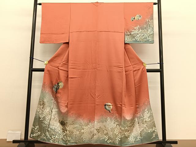 平和屋着物■訪問着　螺鈿　草花文　暈し染め　金銀彩　正絹　逸品　BAAW7601hv