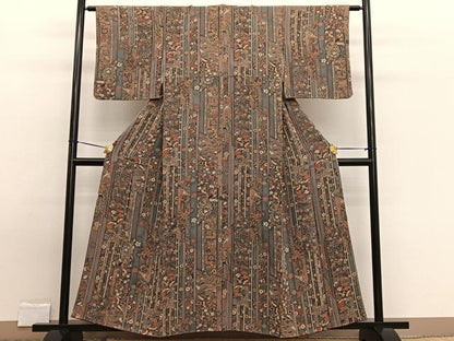 平和屋着物■上質な小紋 鳳凰花鳥文 鬼しぼ縮緬 正絹 逸品 BAAW7612hv