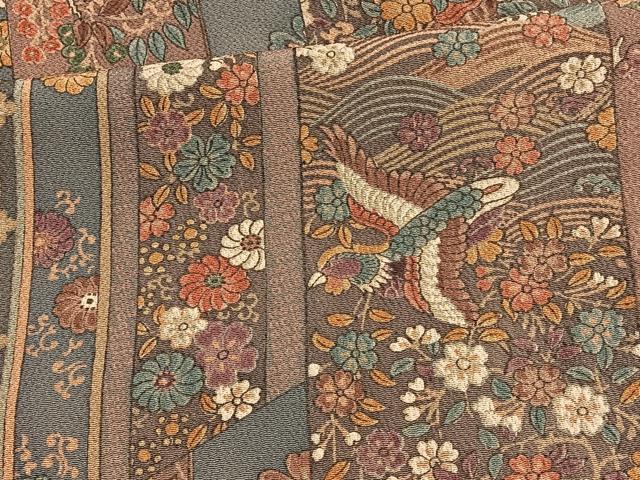 平和屋着物■上質な小紋 鳳凰花鳥文 鬼しぼ縮緬 正絹 逸品 BAAW7612hv