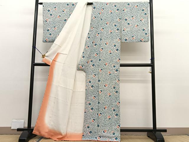 平和屋着物■上質な小紋 花唐草文 正絹 逸品 BAAW7853hv