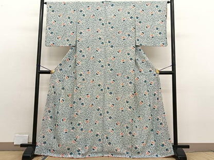 平和屋着物■上質な小紋 花唐草文 正絹 逸品 BAAW7853hv