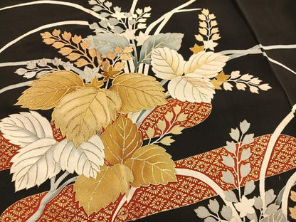 平和屋着物■豪華黒留袖　駒刺繍　エ霞桐花文　金彩　正絹　逸品　BAAW7877hv