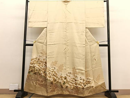 平和屋着物■豪華色留袖 作家物 駒刺繍 流水菊文 金彩 正絹 逸品 BAAW7909hv