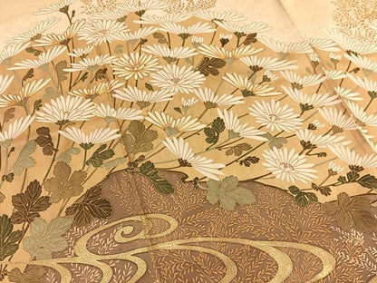 平和屋着物■豪華色留袖 作家物 駒刺繍 流水菊文 金彩 正絹 逸品 BAAW7909hv