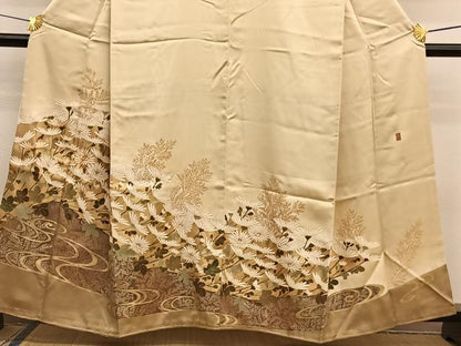 平和屋着物■豪華色留袖 作家物 駒刺繍 流水菊文 金彩 正絹 逸品 BAAW7909hv