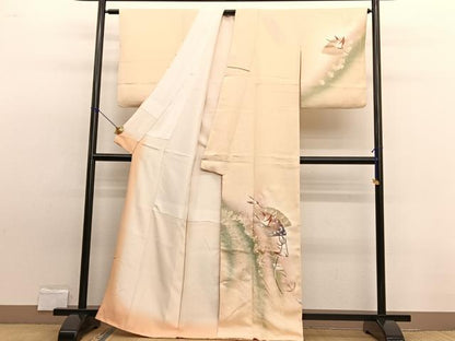 平和屋着物■訪問着 飛鶴花蝶文 暈し染め 金銀彩 正絹 逸品 BAAW7921hv