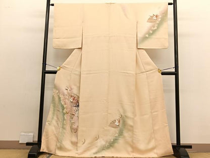 平和屋着物■訪問着 飛鶴花蝶文 暈し染め 金銀彩 正絹 逸品 BAAW7921hv