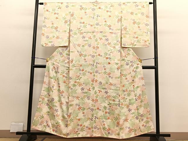 平和屋着物■上質な小紋 楓 暈し染め 金彩 正絹 逸品 BAAW7913hv