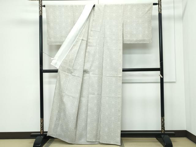 平和屋本店▽極上 白鷹お召 単衣 110亀甲 麻の葉文様 逸品 未使用 CZAA5593s6